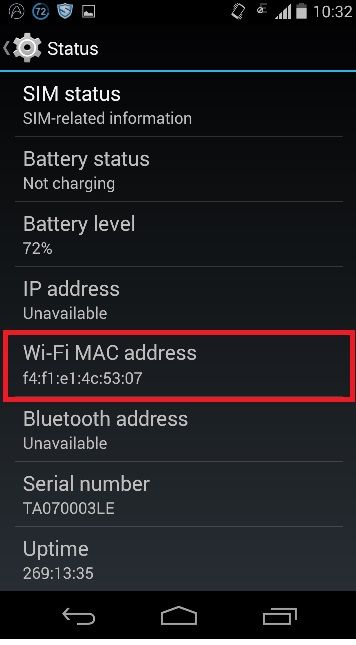 find my mac address for my phone